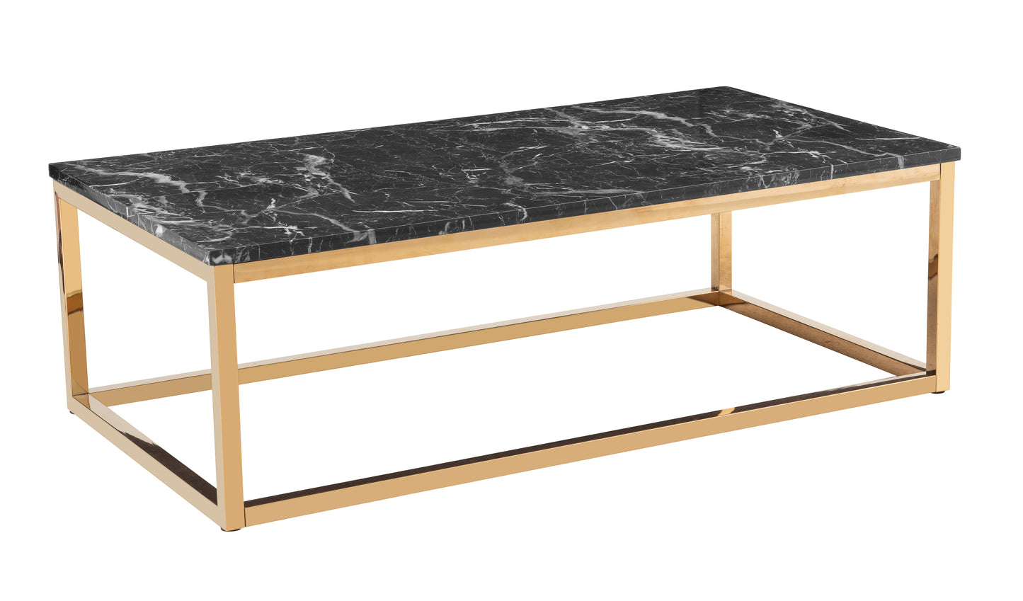 Camelot Marble Effect Coffee Table with Golden Chrome Base