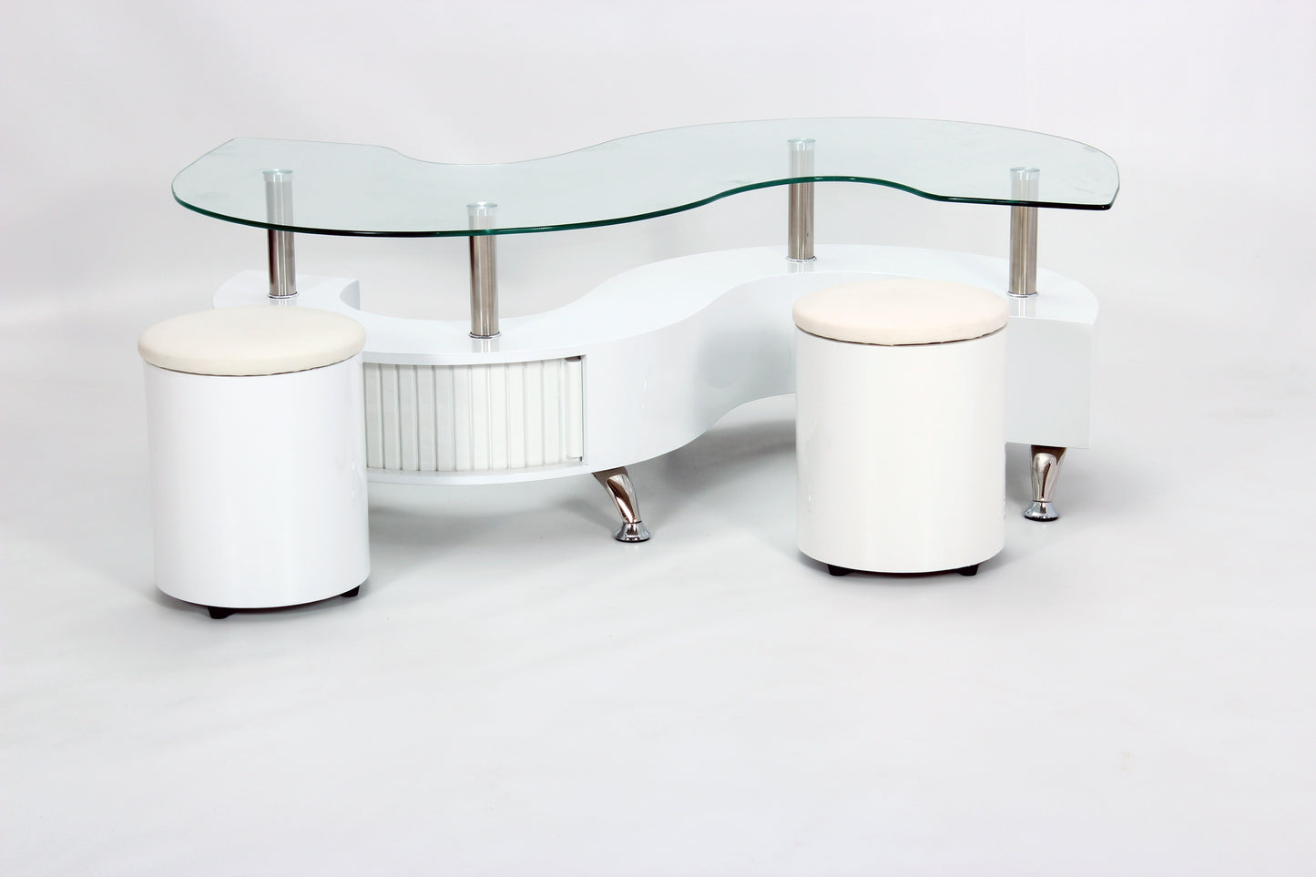 Krista White High Gloss Coffee Table with White Border