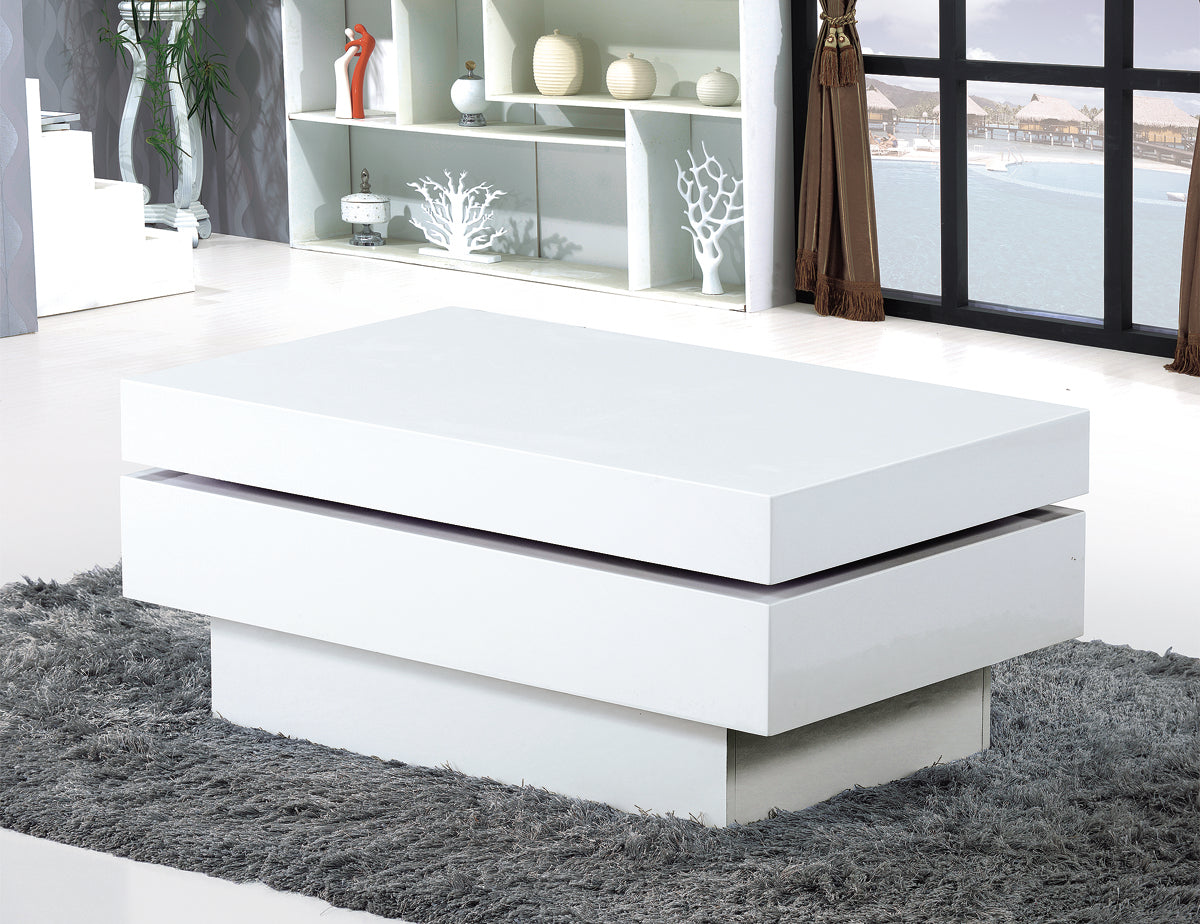 Preston White High Gloss Movable Coffee Table