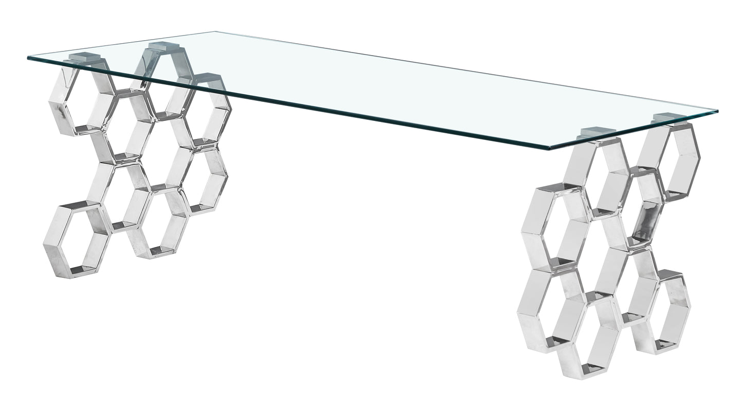 Quetta Silver Clear Glass Coffee Table