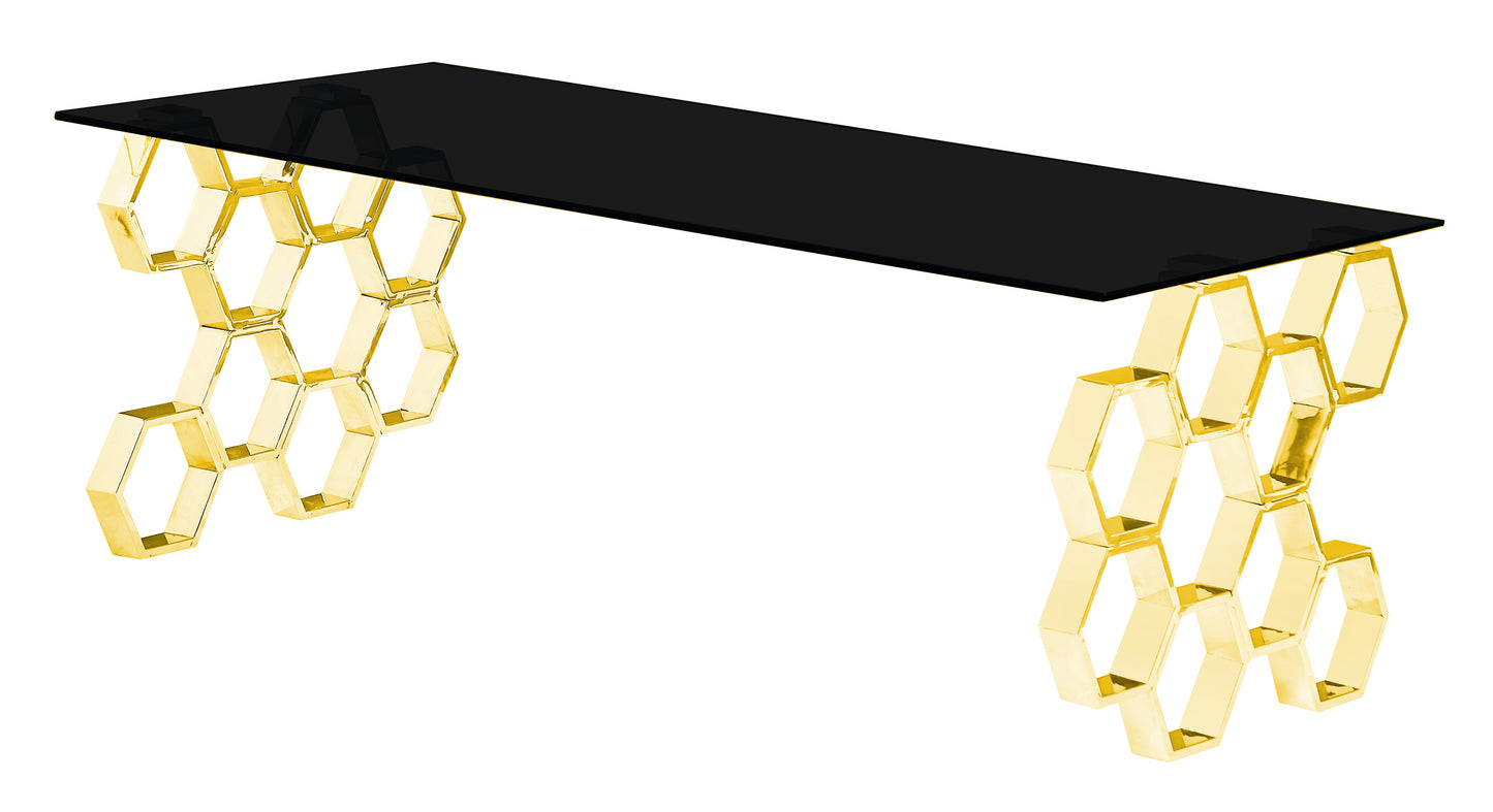 Quetta Gold Black Glass Coffee Table