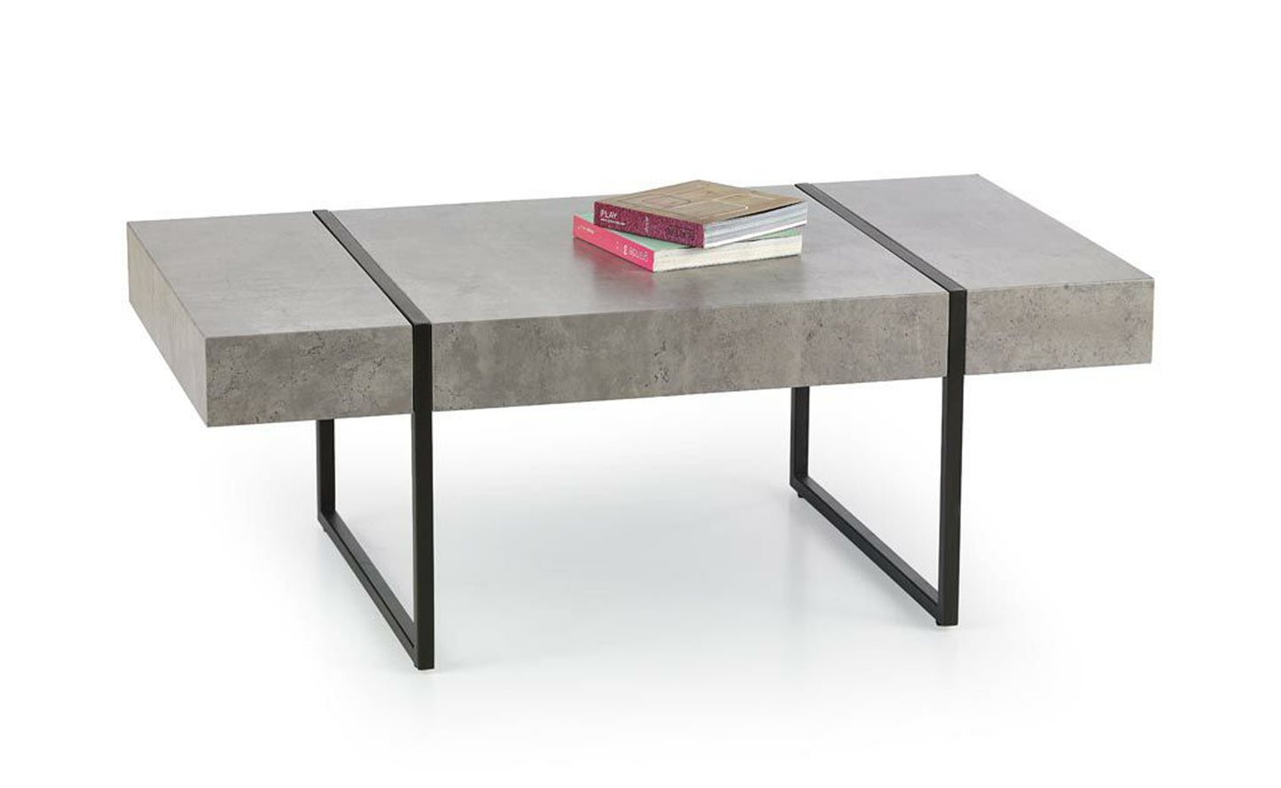 Sierra Coffee Table Stone with Black Metal Legs