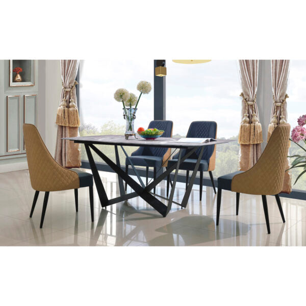 Adelaide PU Dining Chair with Black Metal Legs  (Set of 2)