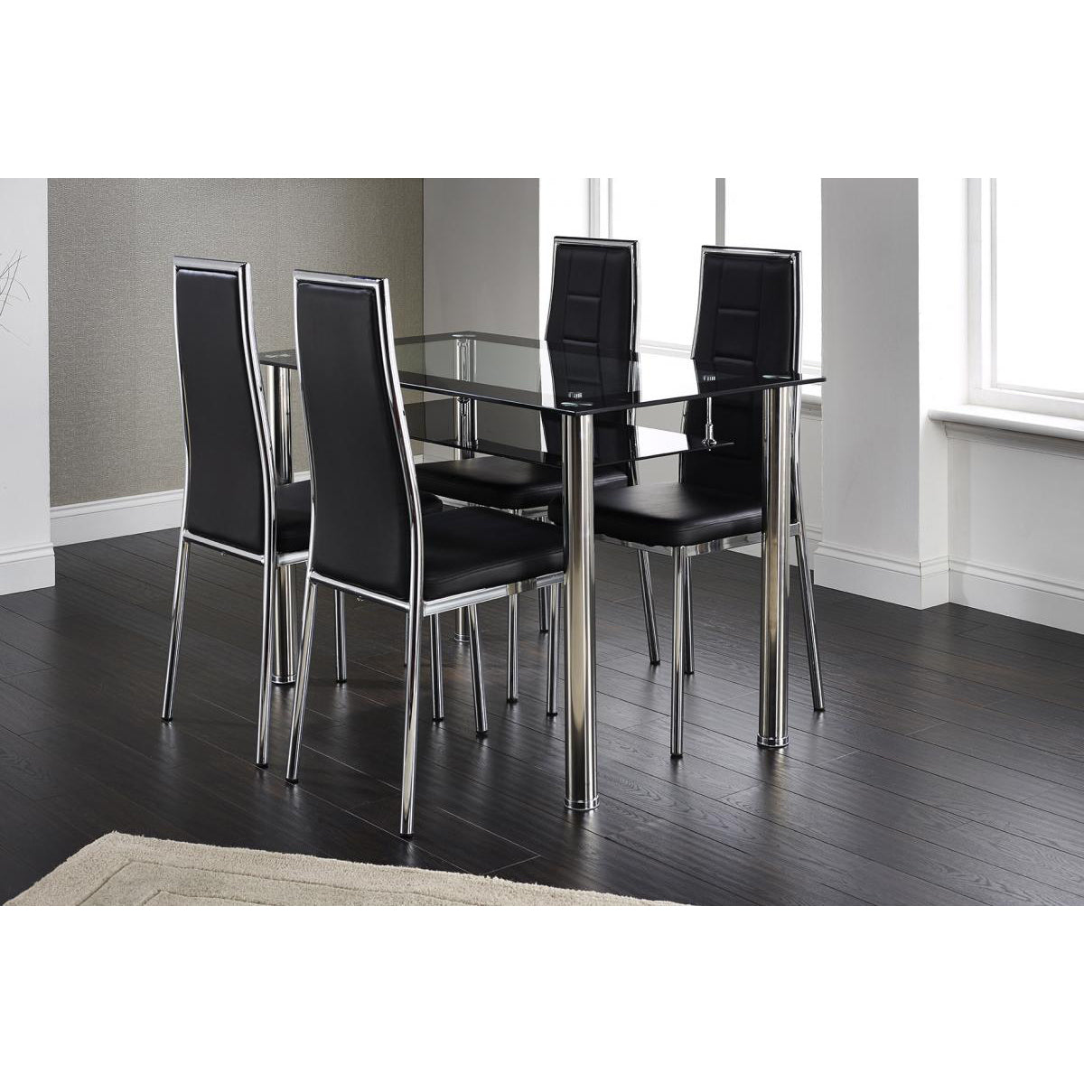 Andora Dining Chair Chrome & Black (Set of 2)