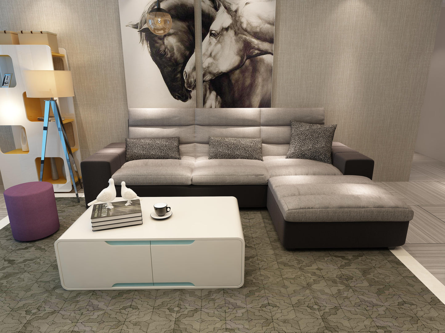 Badini Coffee Table White Matt Gloss 4 Drawer