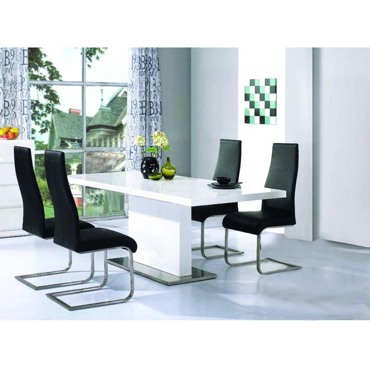 Chaffee PU Dining Chair Black & Chrome (Set of 4)