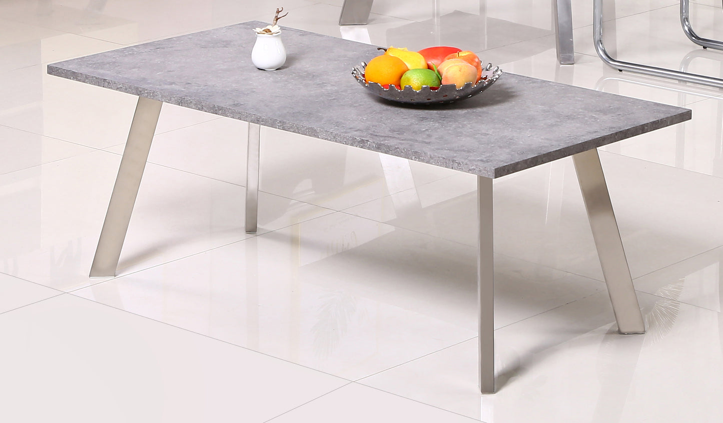 Calipso Coffee Table Concrete with Brushed Stainless Steel Legs