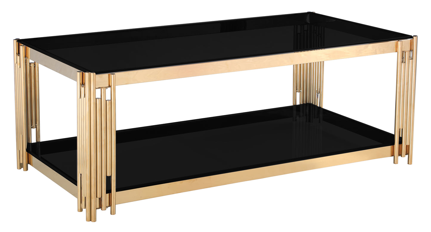 Cleveland Black Glass Coffee Table Gold
