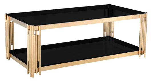 Cleveland Black Glass Coffee Table Gold