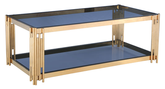 Cleveland Grey Glass Coffee Table Gold