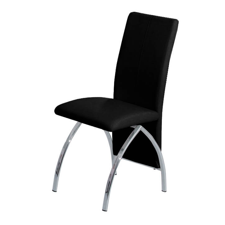 Costilla PU Dining Chair Black & Chrome (Set of 4)