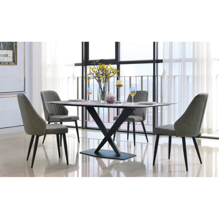 Crete Fabric Dining Chair with Black Metal Legs (Set of 2)