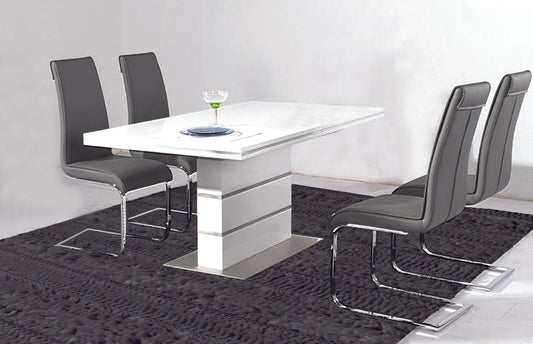 Dolores Dining Table White with Stainless Steel Base