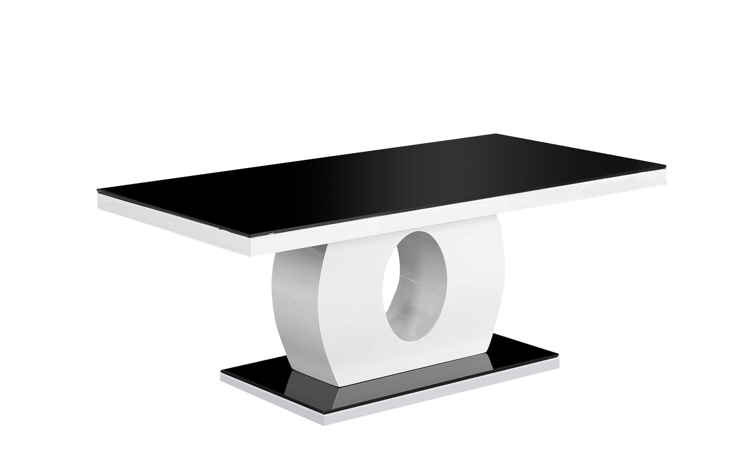 Edenhall Black Glass Dining Table Black & White HG