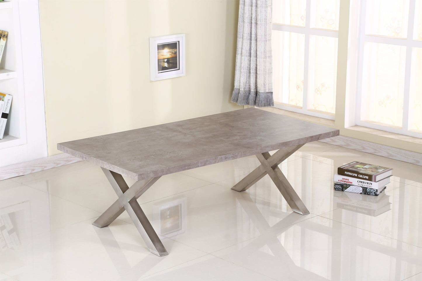 Helix Coffee Table Stone & Brushed Stainless Steel