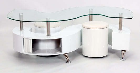 Krista White High Gloss Coffee Table with White Border