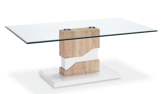 Milton Glass Coffee Table White & Natural