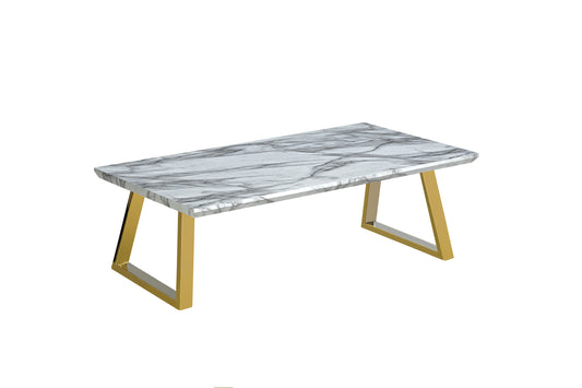 Newchapel Marble Effect Coffee Table with Gold Legs