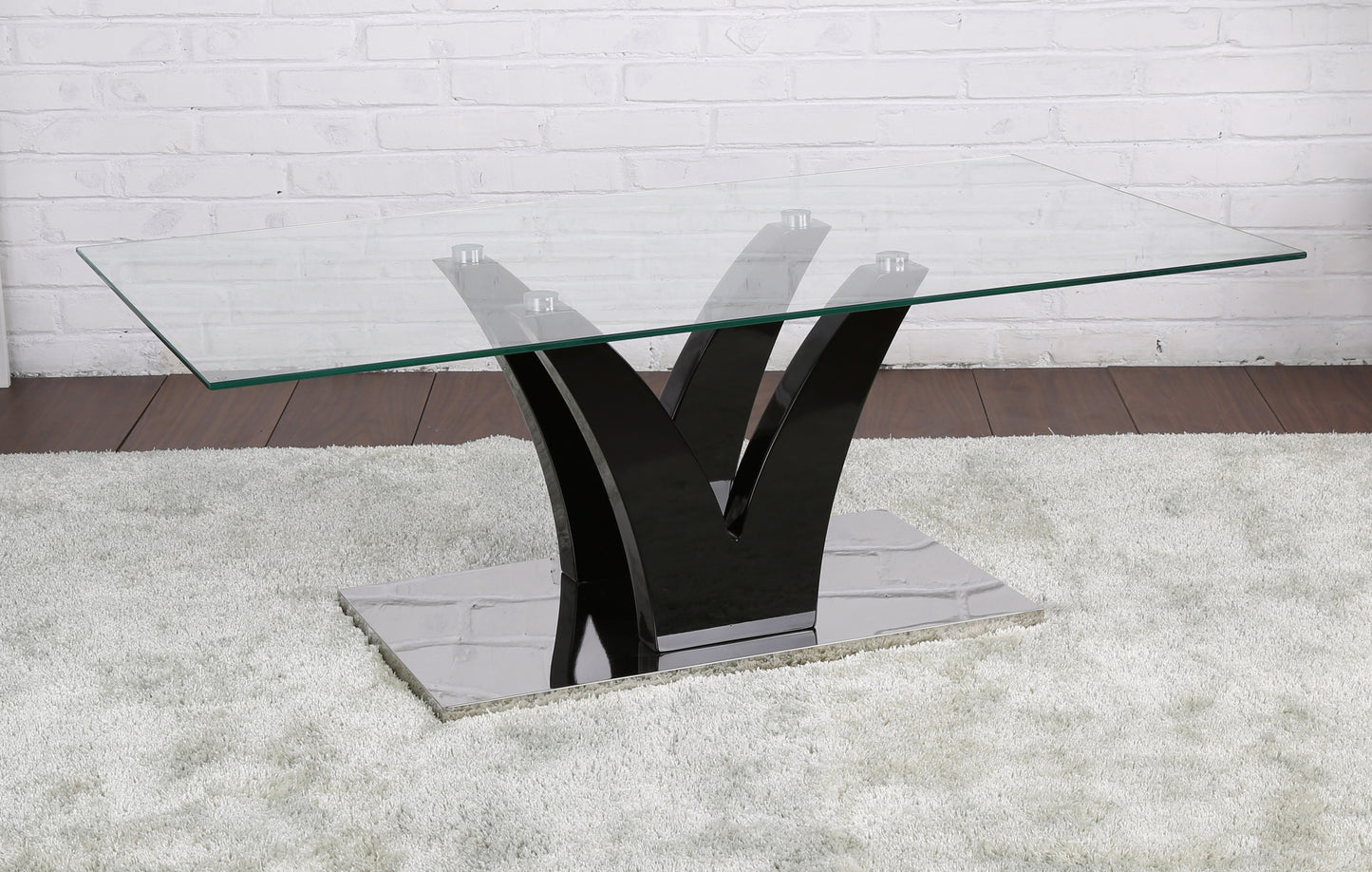 Opal Glass Coffee Table Black High Gloss