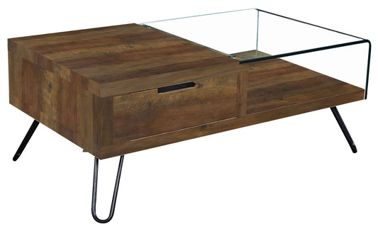 Overton Coffee Table Oak Effect & Bent Glass