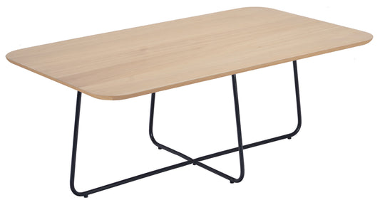 Riverside Coffee Table Oak Veneer & Black Metal Legs