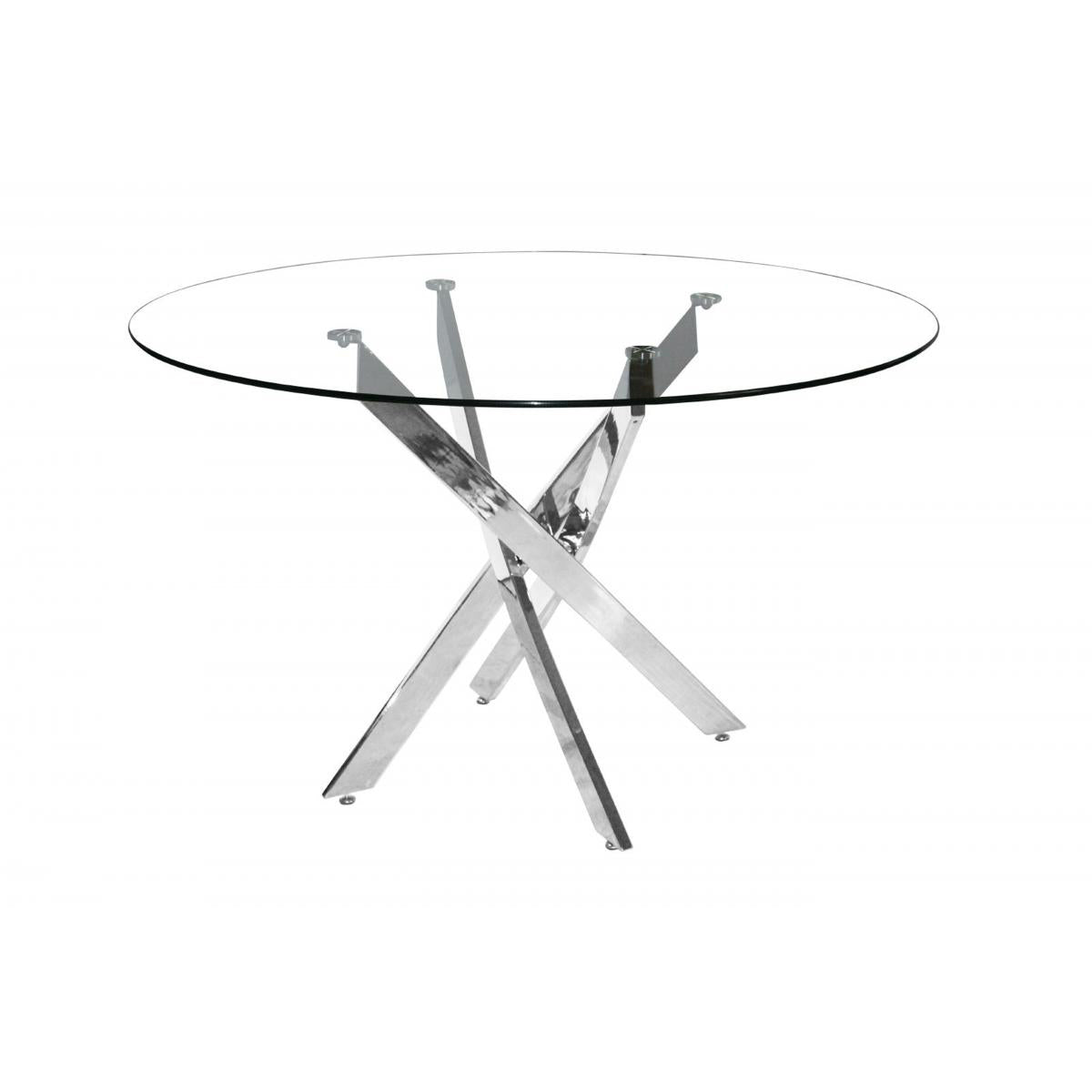 Samurai Large Dining Table Chrome & Clear