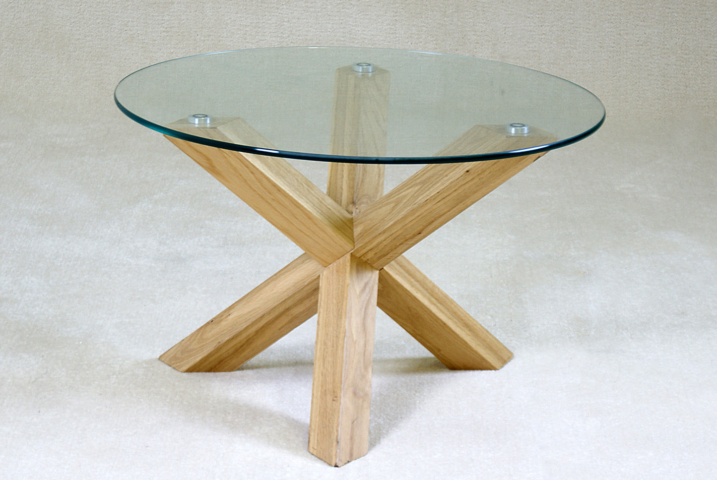 Saturn Solid Oak Coffee Table with Glass Top