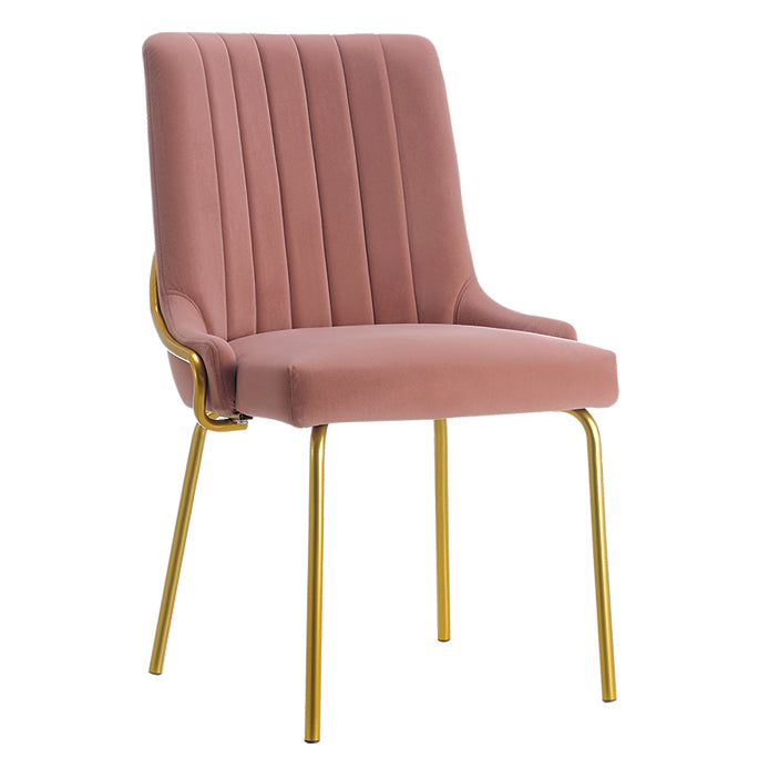 Stableford Velvet Dining Chair Pink with Gold Metal Legs (Set of 4)