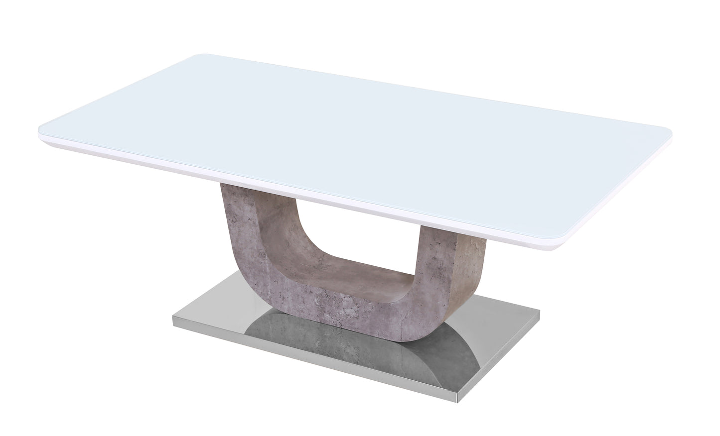 Topaz White Glass Coffee Table with Stone Effect