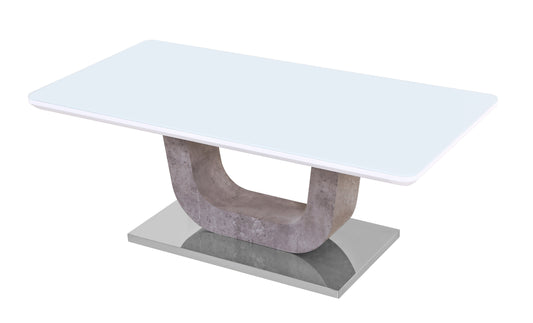 Topaz White Glass Coffee Table with Stone Effect