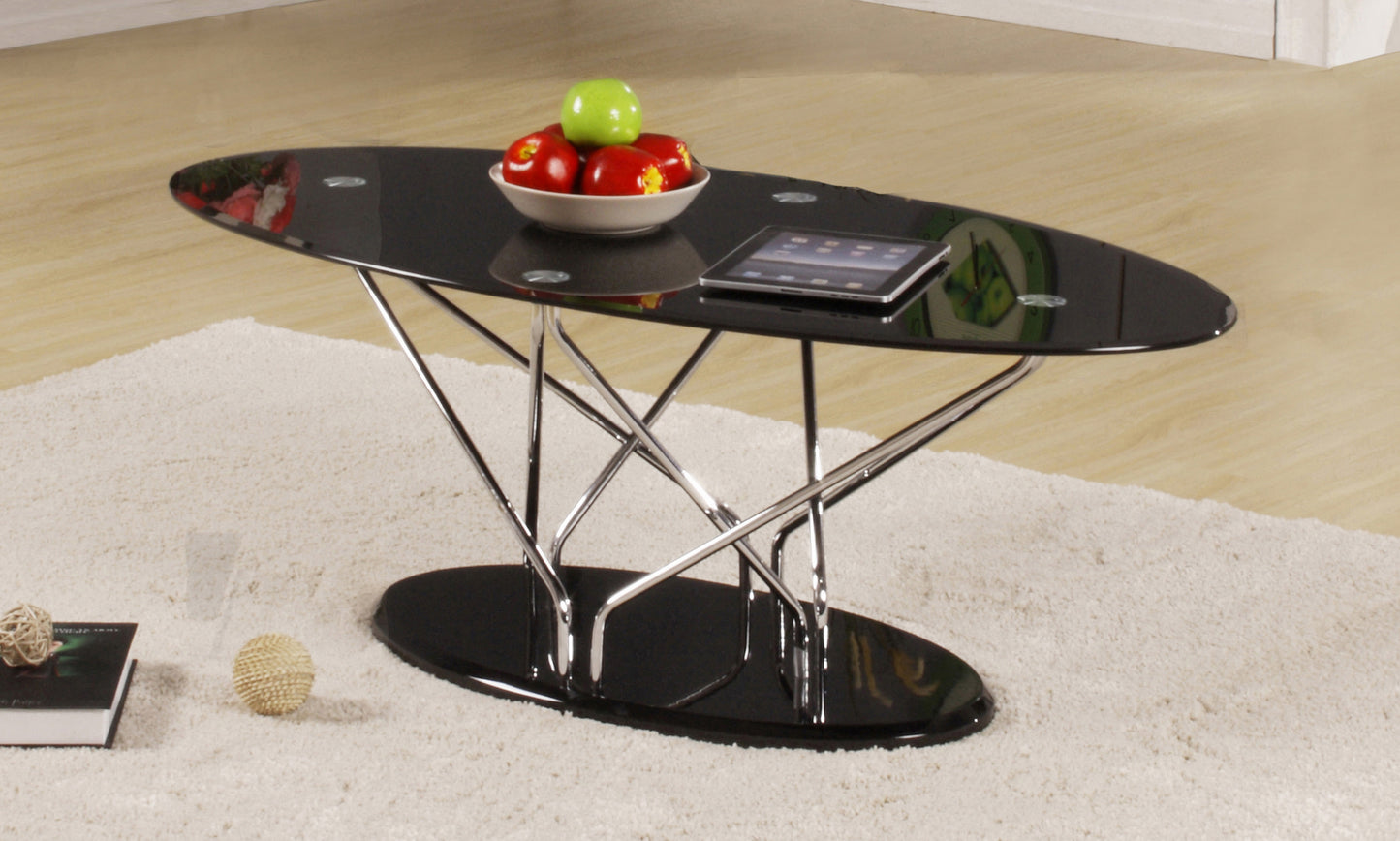 Uplands Glass Coffee Table Chrome & Black