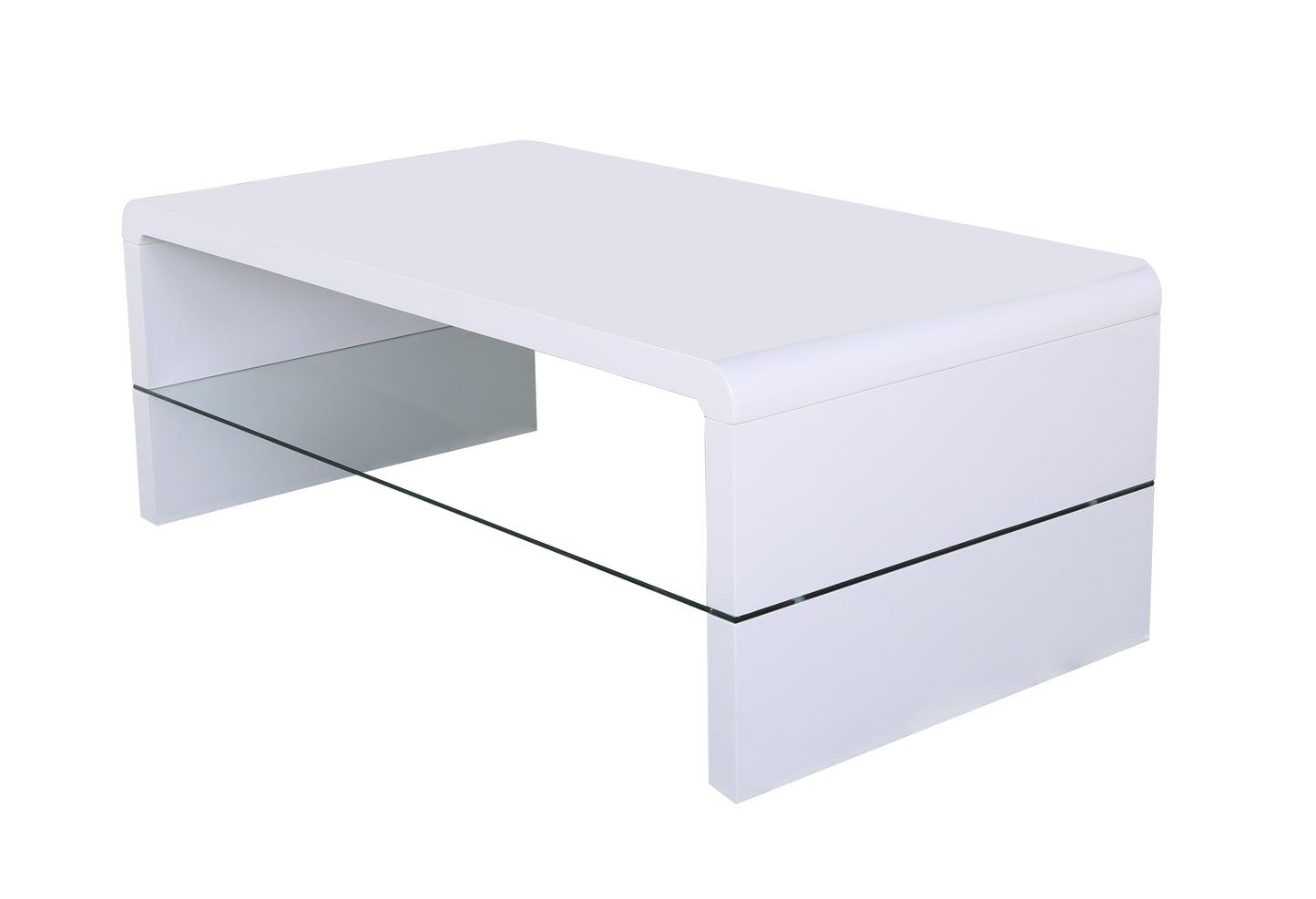 Vala High Gloss Coffee Table with Glass Shelf White