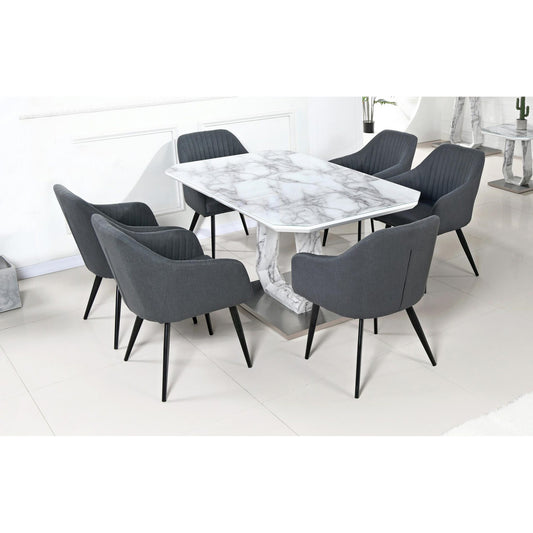 Westlake Fabric Dining Chair Grey & Black (Set of 2)