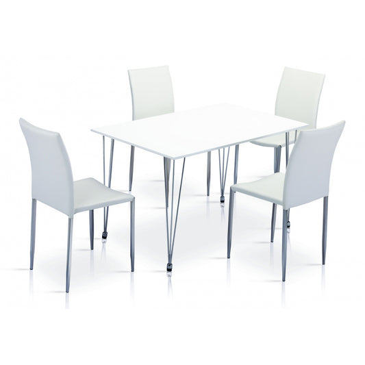 Iris High Gloss Dining Table White & Chrome